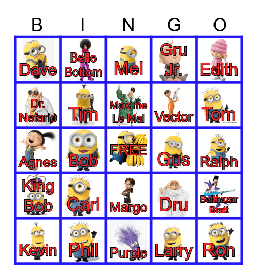 Minions Bingo Card