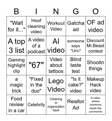 Algo Bingo Card