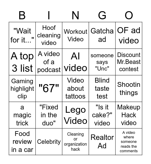 Algo Bingo Card