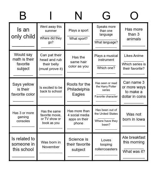 Find Someone Who... (Math) Bingo Card