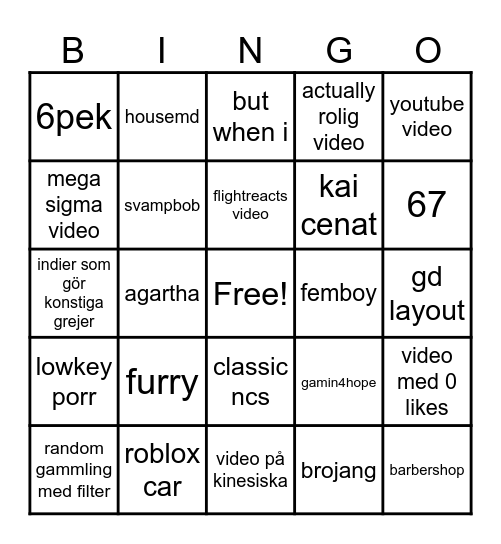 reels Bingo Card