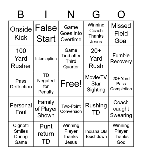 NATTY BINGO Card