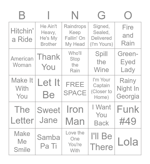 3/23/2026 "1970" Bingo Card