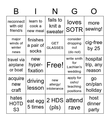 2026 Bingo Card
