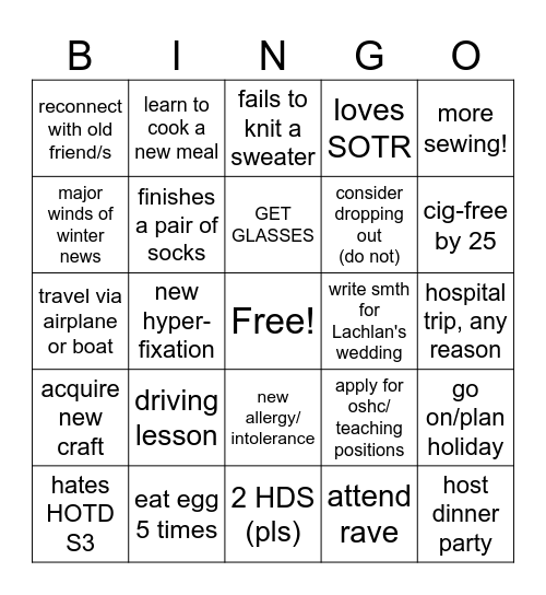 2026 Bingo Card