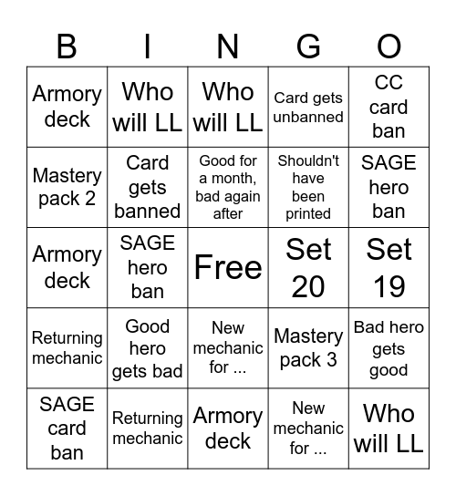 Flesh and Blood 2026 Predictions Bingo Card