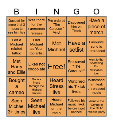 Michael Aldag Bingo Card