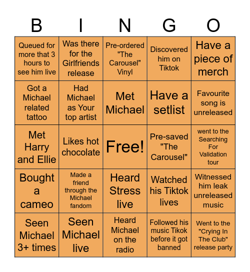 Michael Aldag Bingo Card