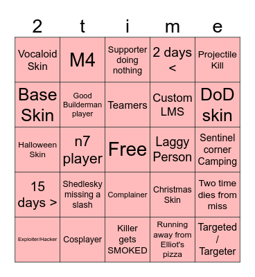 forsaken bingo or something Bingo Card