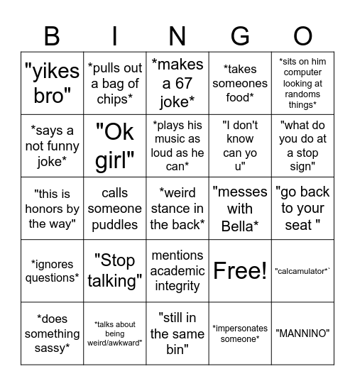 Hirsh Bingo Card