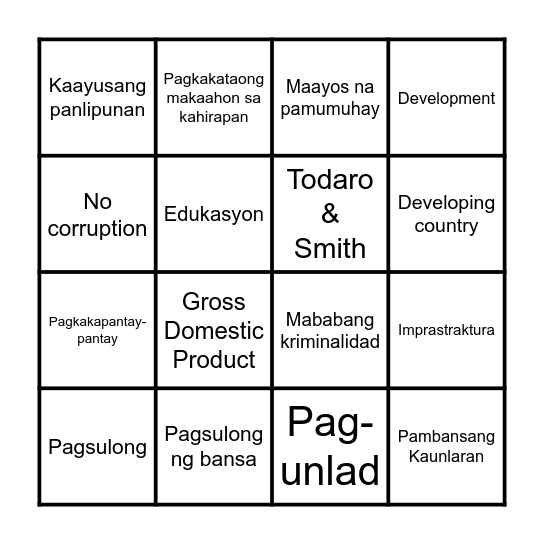 Bingo Kaunlaran Bingo Card