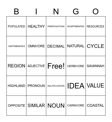 WEEK THREE SPELLING LIST Bingo Card