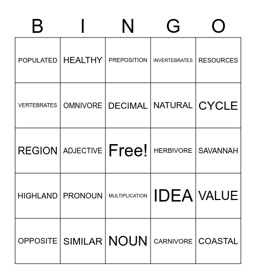 WEEK THREE SPELLING LIST Bingo Card