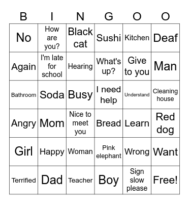 ASL Bingo Card