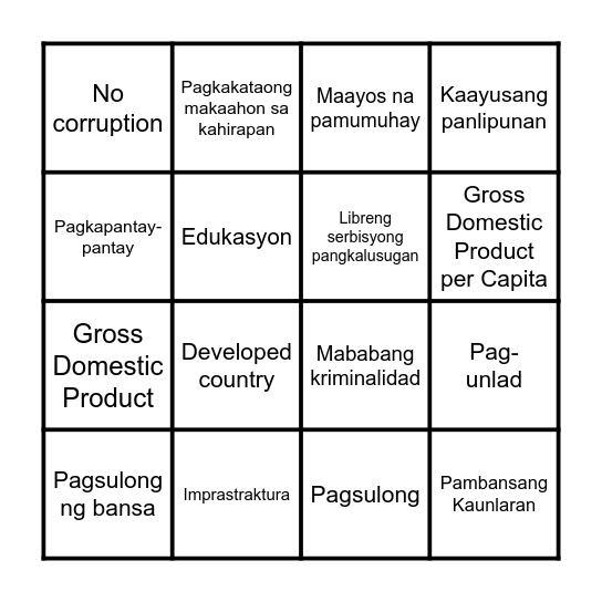 BINGO KAUNLARAN Bingo Card