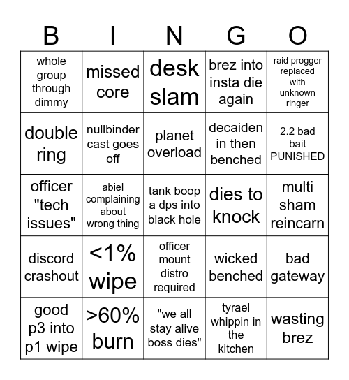 RWL P3 Bingo Card