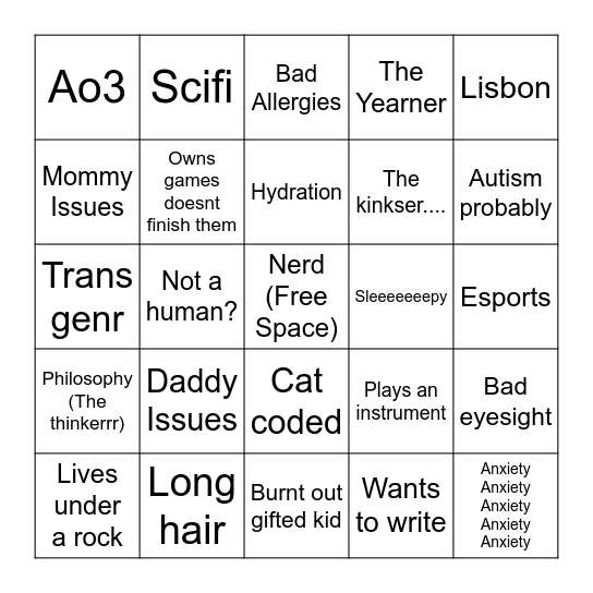 Maddie Bingo Card
