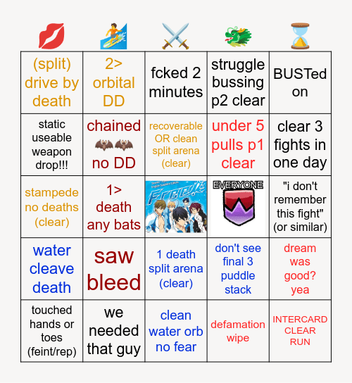 5th: licherally doing my best Bingo Card