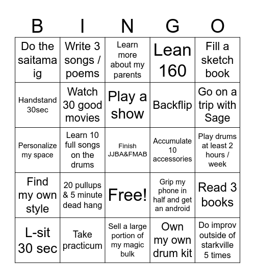 Untitled Bingo Card
