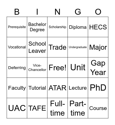 Lingo Bingo Card