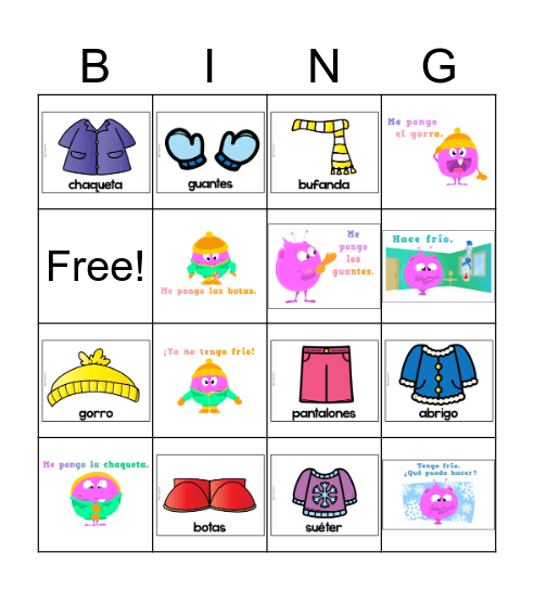 LA ROPA DE INVIERNO Bingo Card