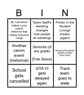 2026 Bingo Card