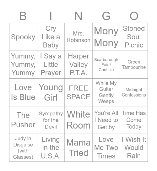 6/1/2026 "1968" Bingo Card