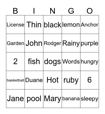 Untitled Bingo Card