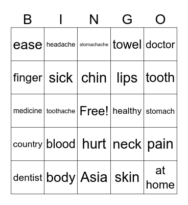Bingo (C L1) Bingo Card