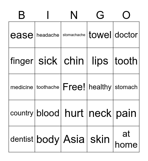 Bingo (C L1) Bingo Card