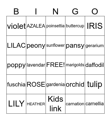 FLOWER BINGO Card