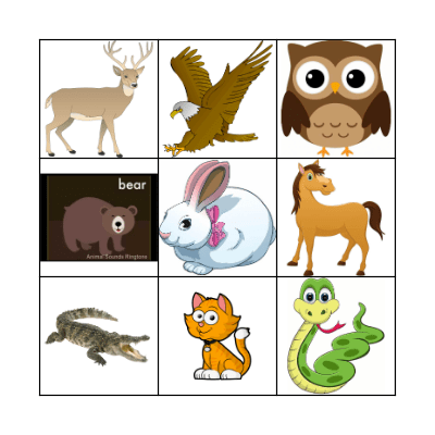 Animal Bingo Card