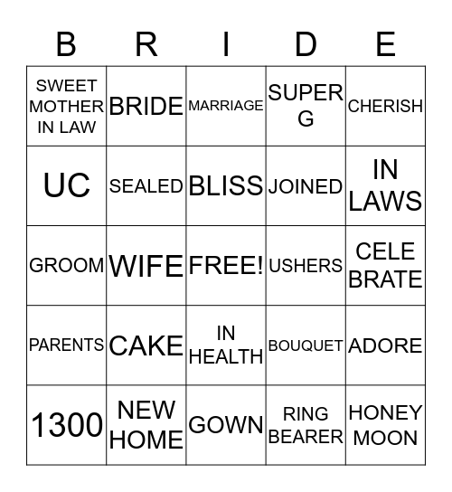 HAYLEY & R.W. Bingo Card