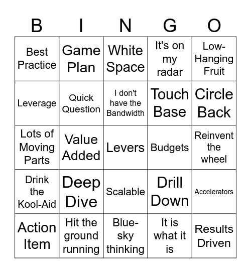 Corporate Jargon Bingo Card