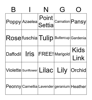 Flower Bingo Card