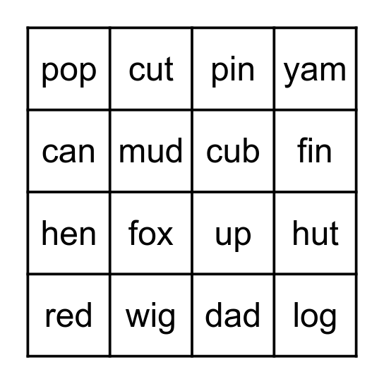 Read Me! Bingo Card