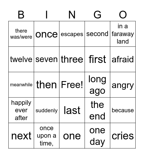 fairytale bingo Card
