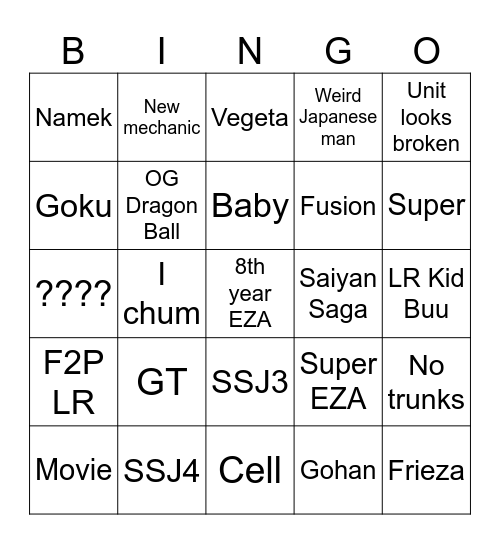 Dokkan Bingo Card
