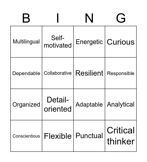 Unit 4 Link it 6 Vocabulary Bingo Card
