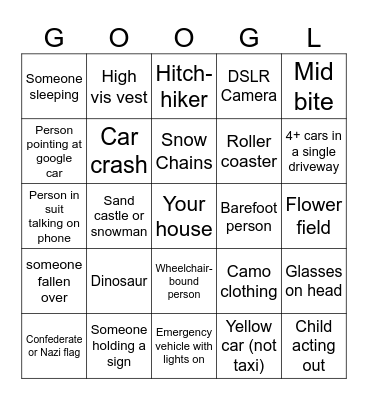 Street View Bingo Card