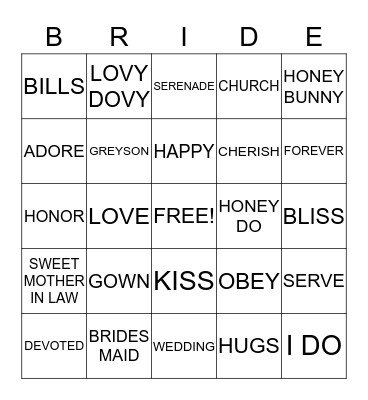 HAYLEY & R.W. Bingo Card
