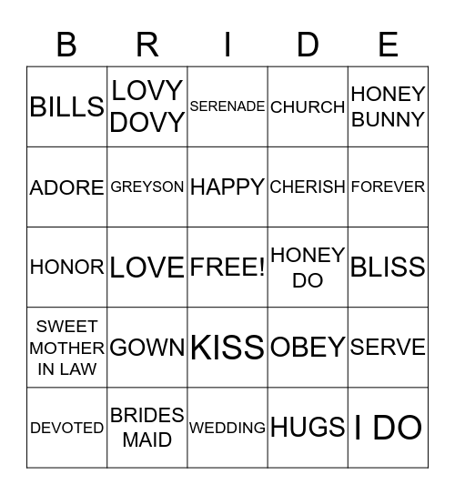 HAYLEY & R.W. Bingo Card