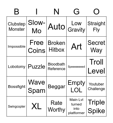 GD RECENT TAB BINGO Card
