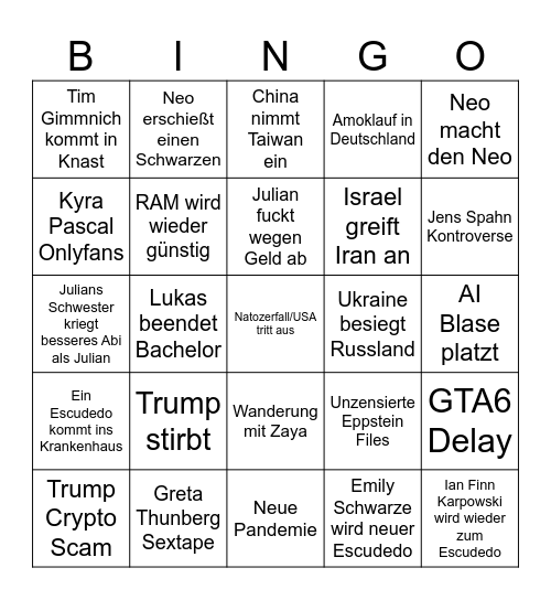 2026 Bingo by Törke Bingo Card