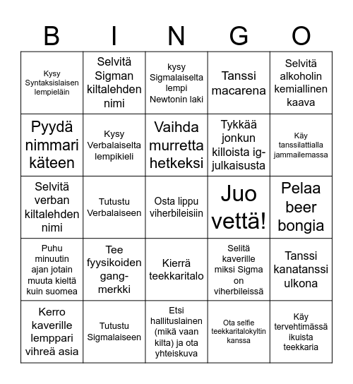 Viherbilebingo Card
