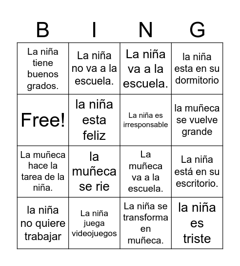the easy live Bingo Card