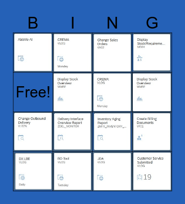 OUS CLP BINGO card 1 Bingo Card