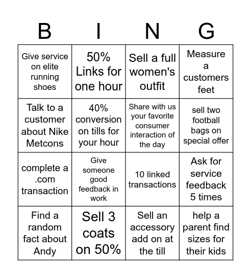 585 SERVICE BINGO Card