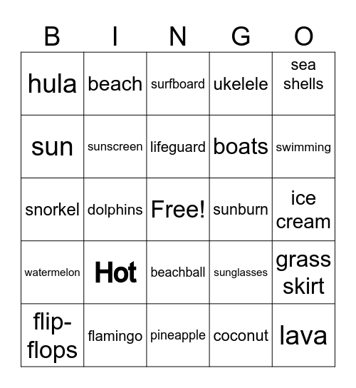 ALOHA BINGO Card