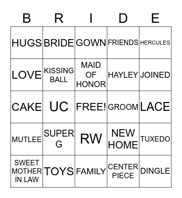 HAYLEY & R.W. Bingo Card